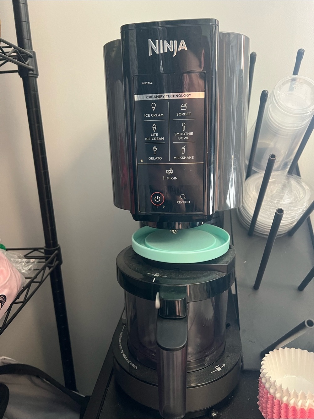 Ninja Black Soft Serve & Ice Cream Maker with Mint Green Lid Accent
